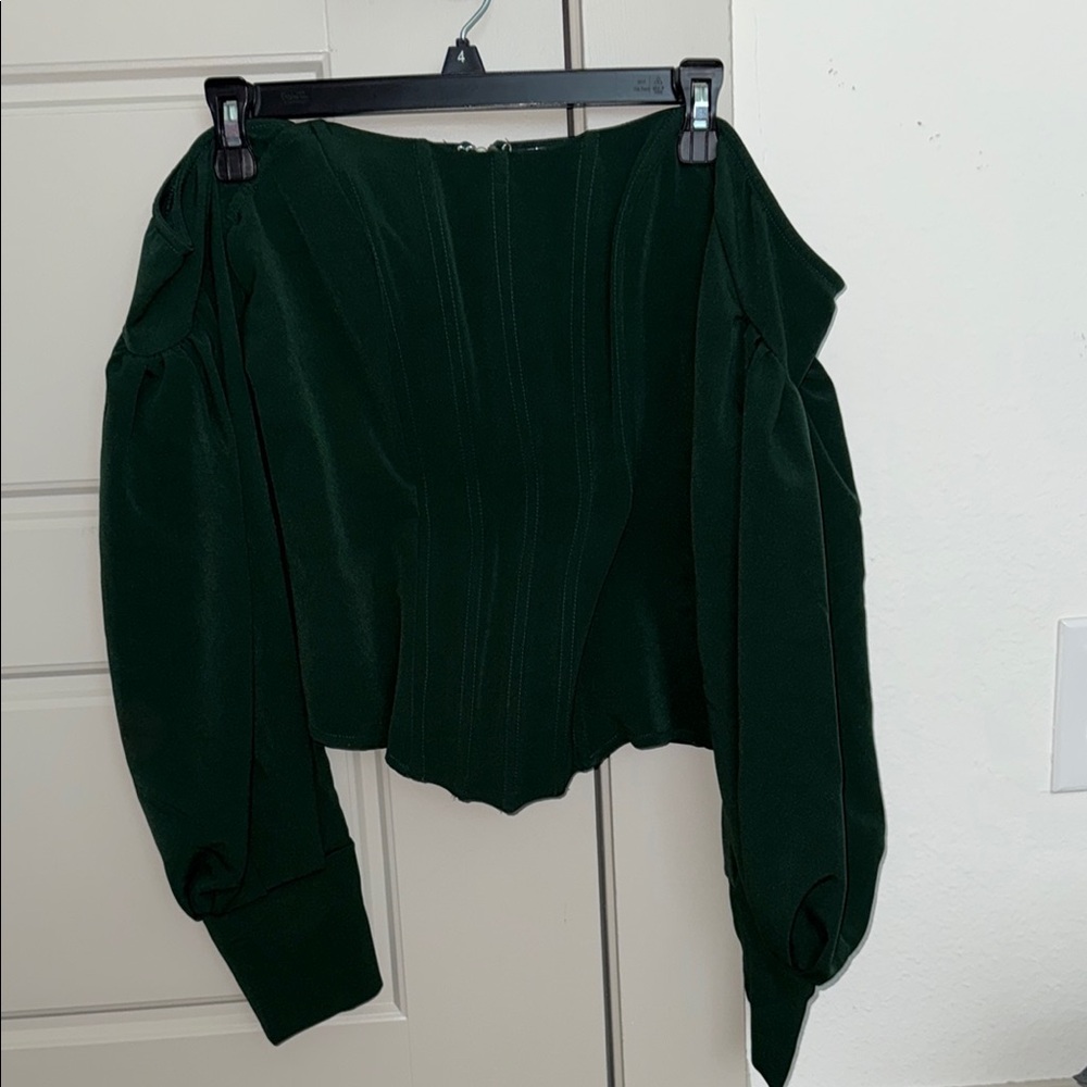 Dark Green Off-Shoulder Corset Top